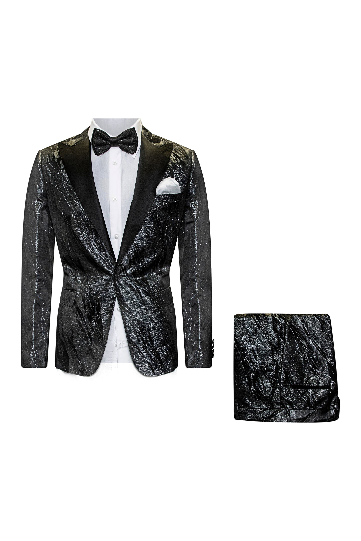 WRM SLIM FIT BLK/SLVR TUX 2PCS SUIT 1470
