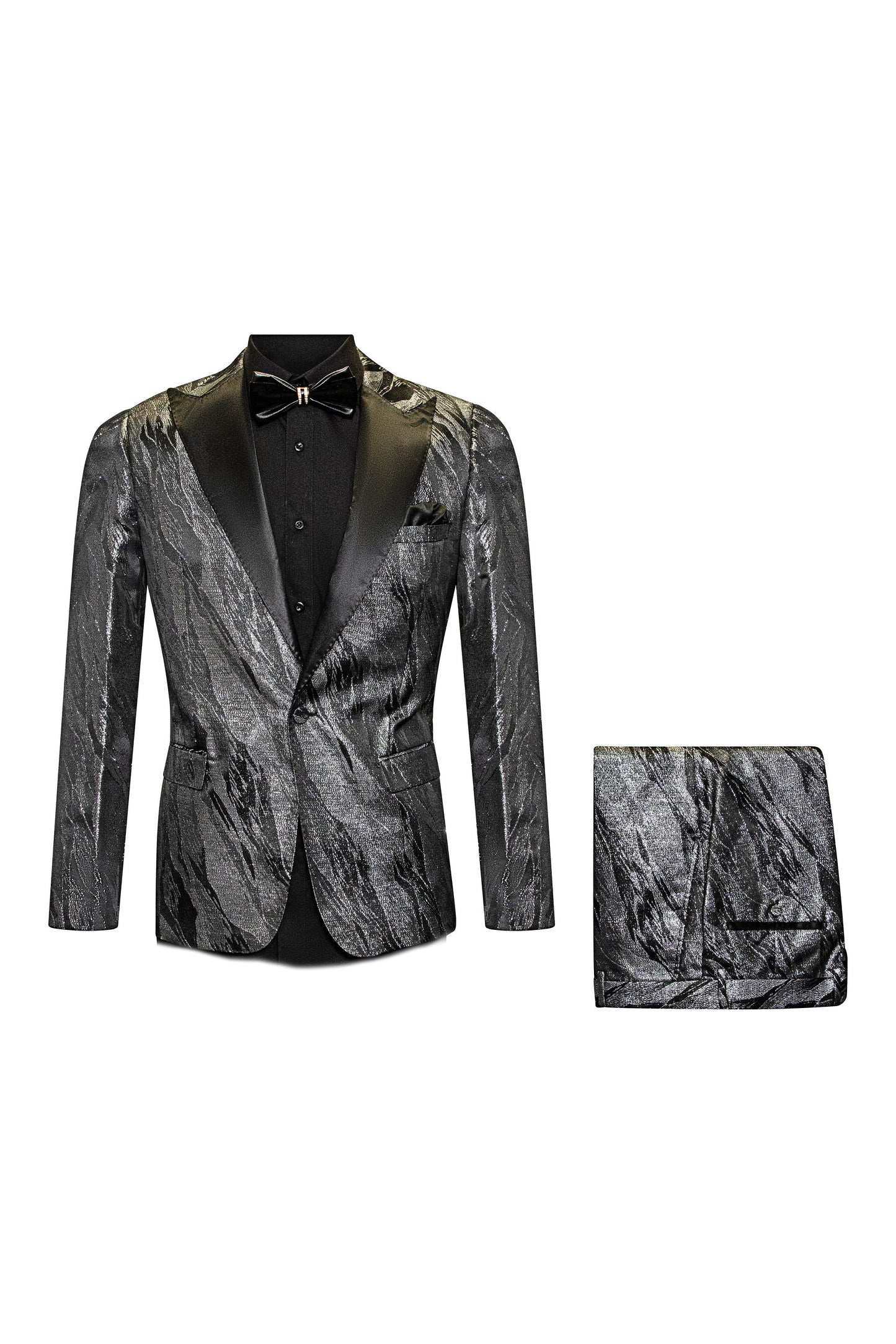 WRM SLIM FIT BLK/SLVR TUX 2PCS SUIT 1470
