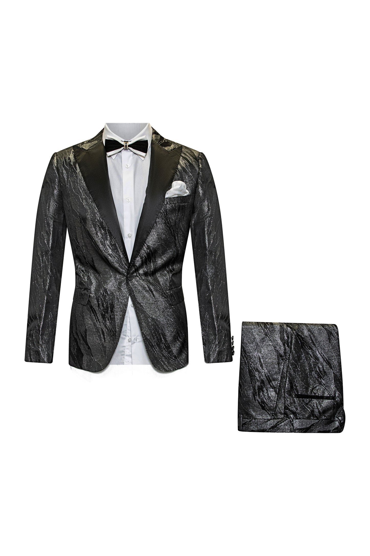 WRM SLIM FIT BLK/SLVR TUX 2PCS SUIT 1470