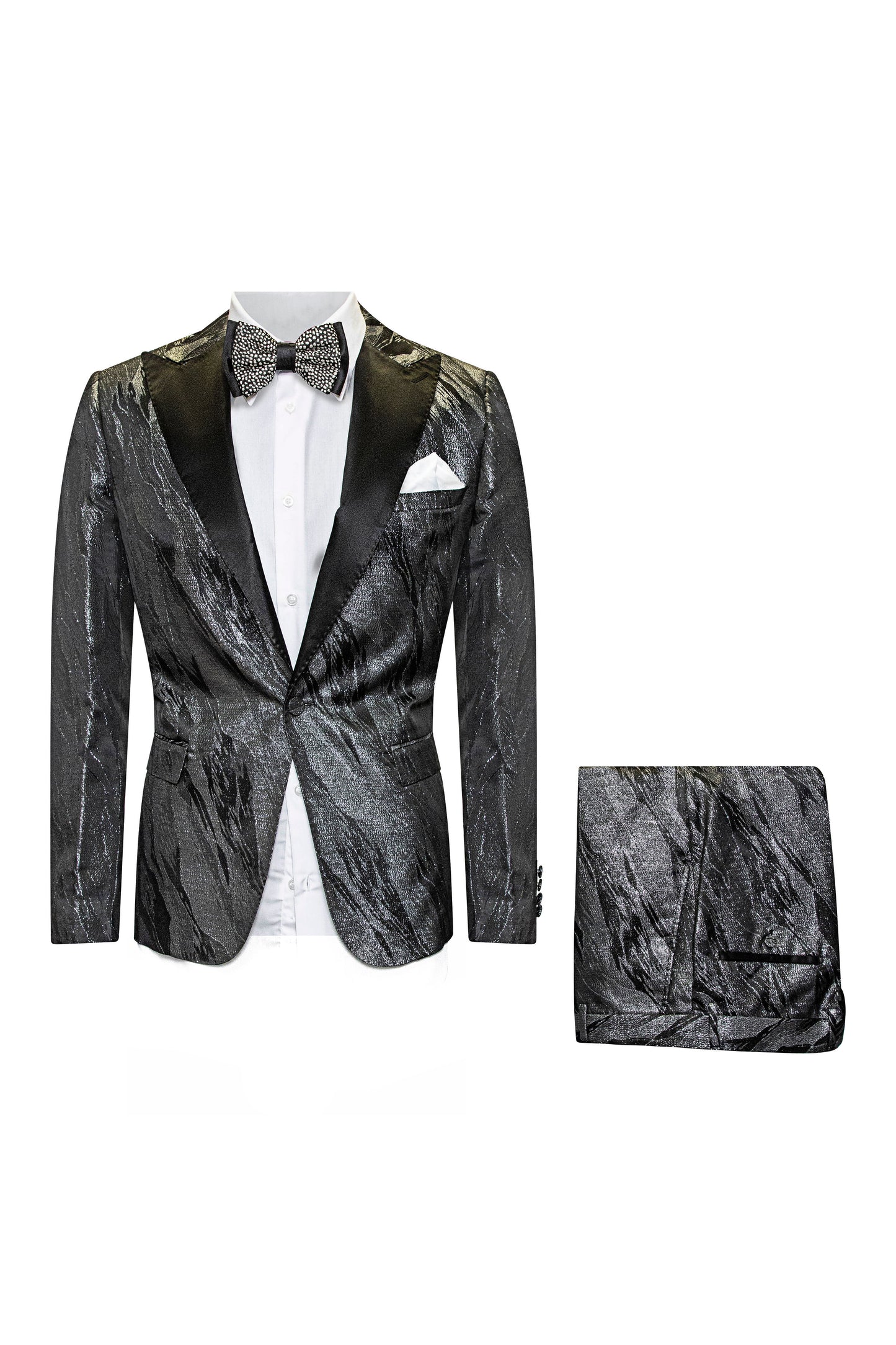 WRM SLIM FIT BLK/SLVR TUX 2PCS SUIT 1470