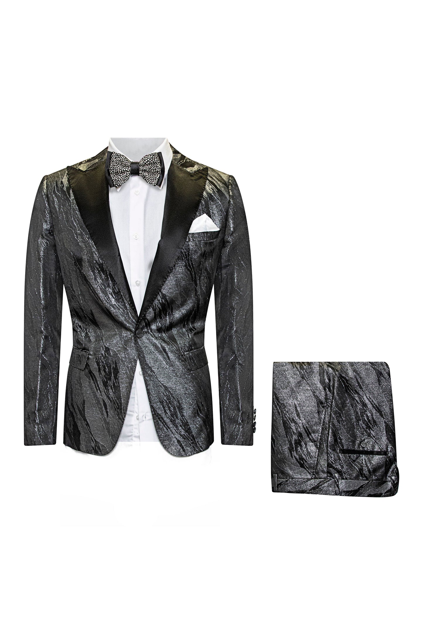 WRM SLIM FIT BLK/SLVR TUX  2PCS SUIT 1470