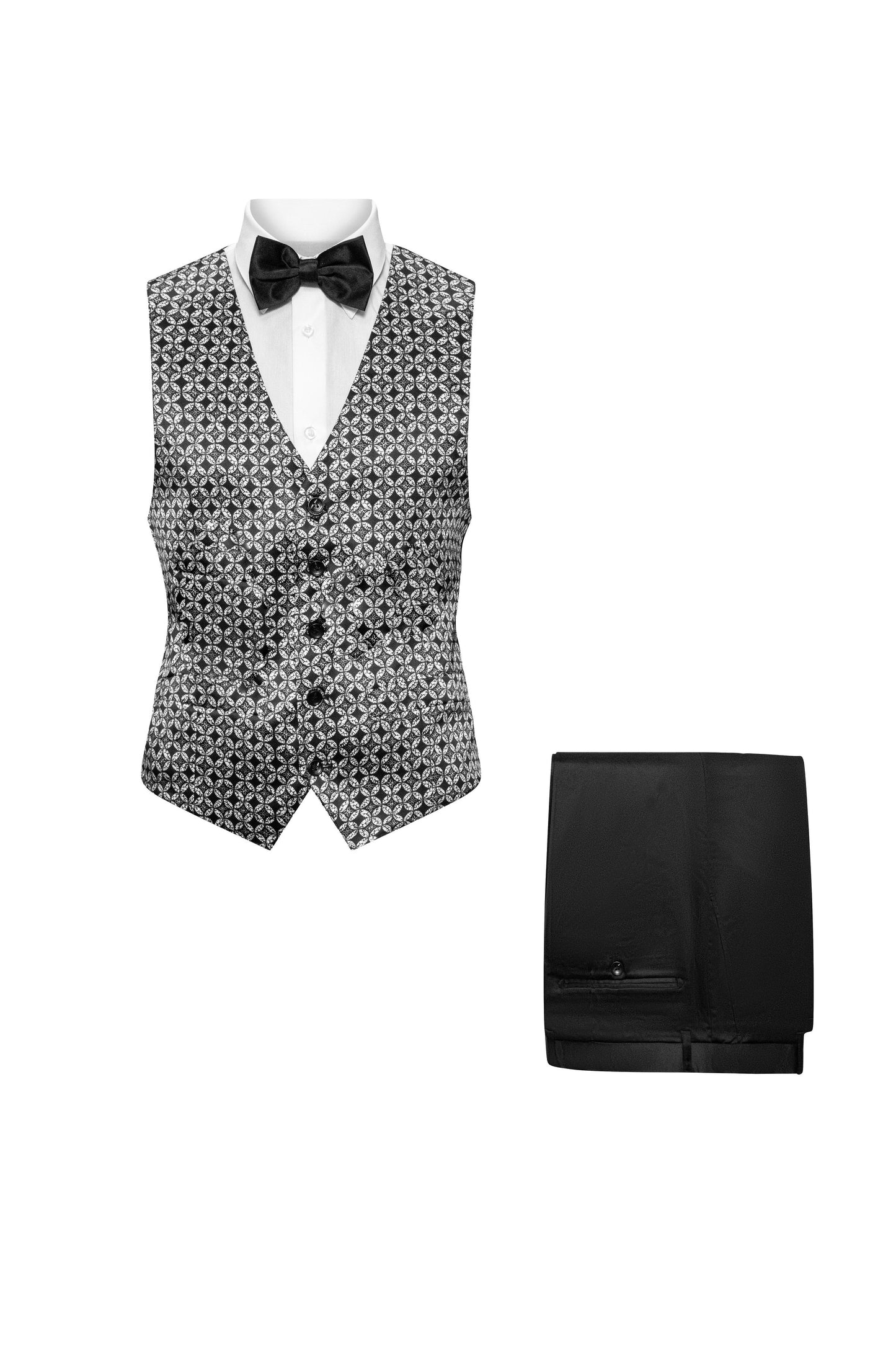 WNS SLIM FIT BLK/GRY 3PCS SUIT 1246