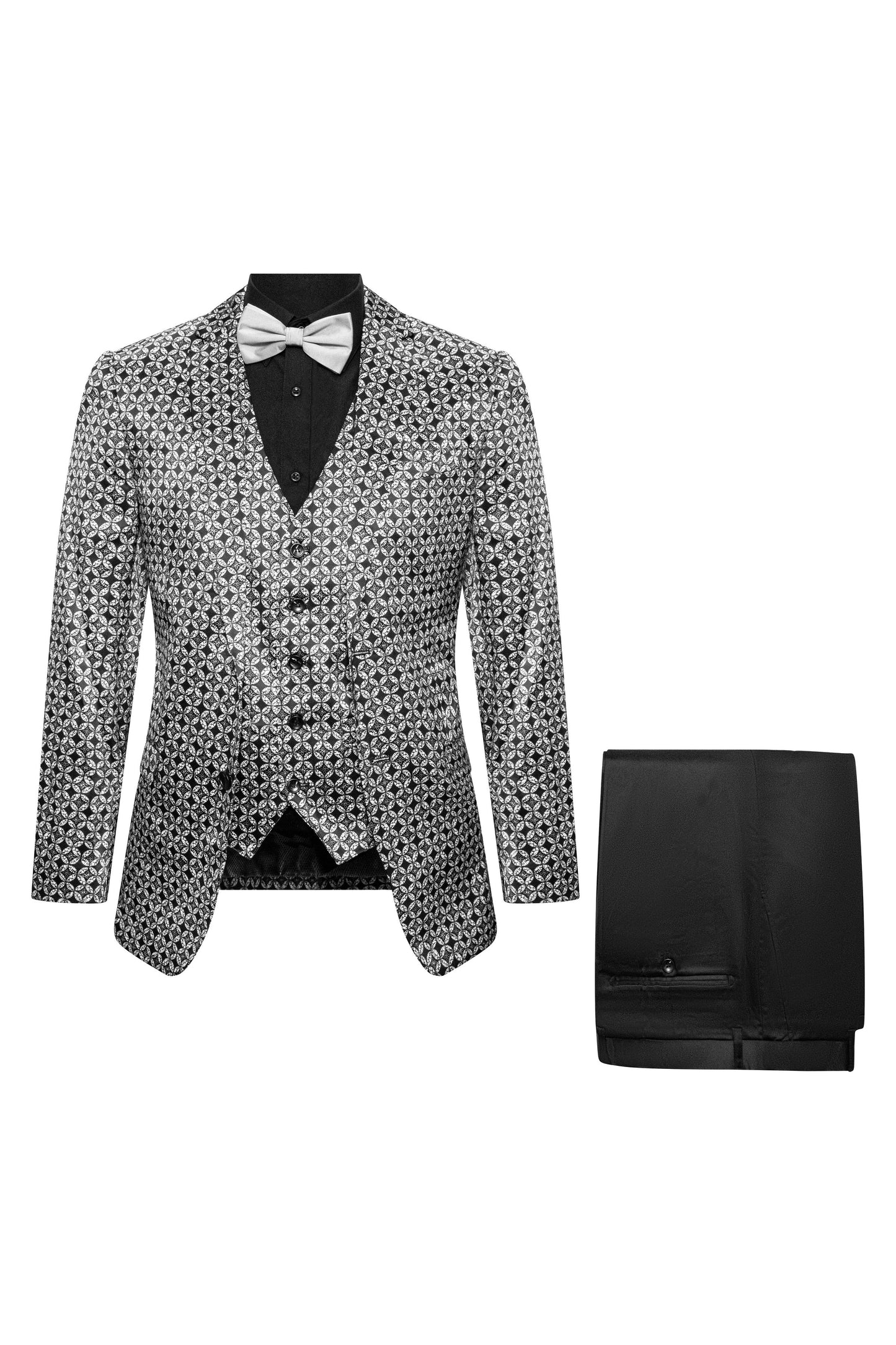 WNS SLIM FIT BLK/GRY 3PCS SUIT 1246