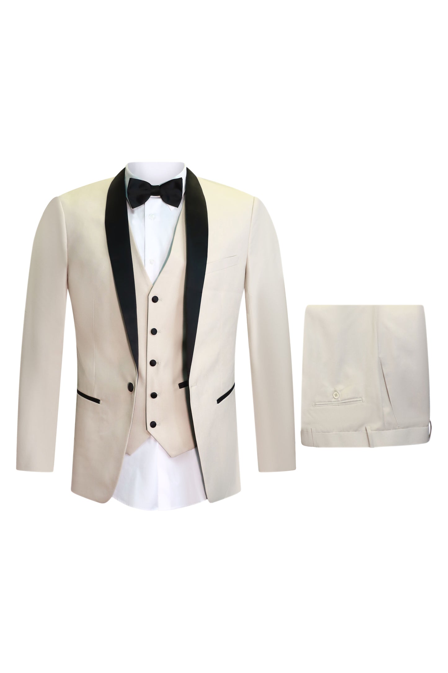 SLIM FIT BEIGE 3PCS TUX SUIT