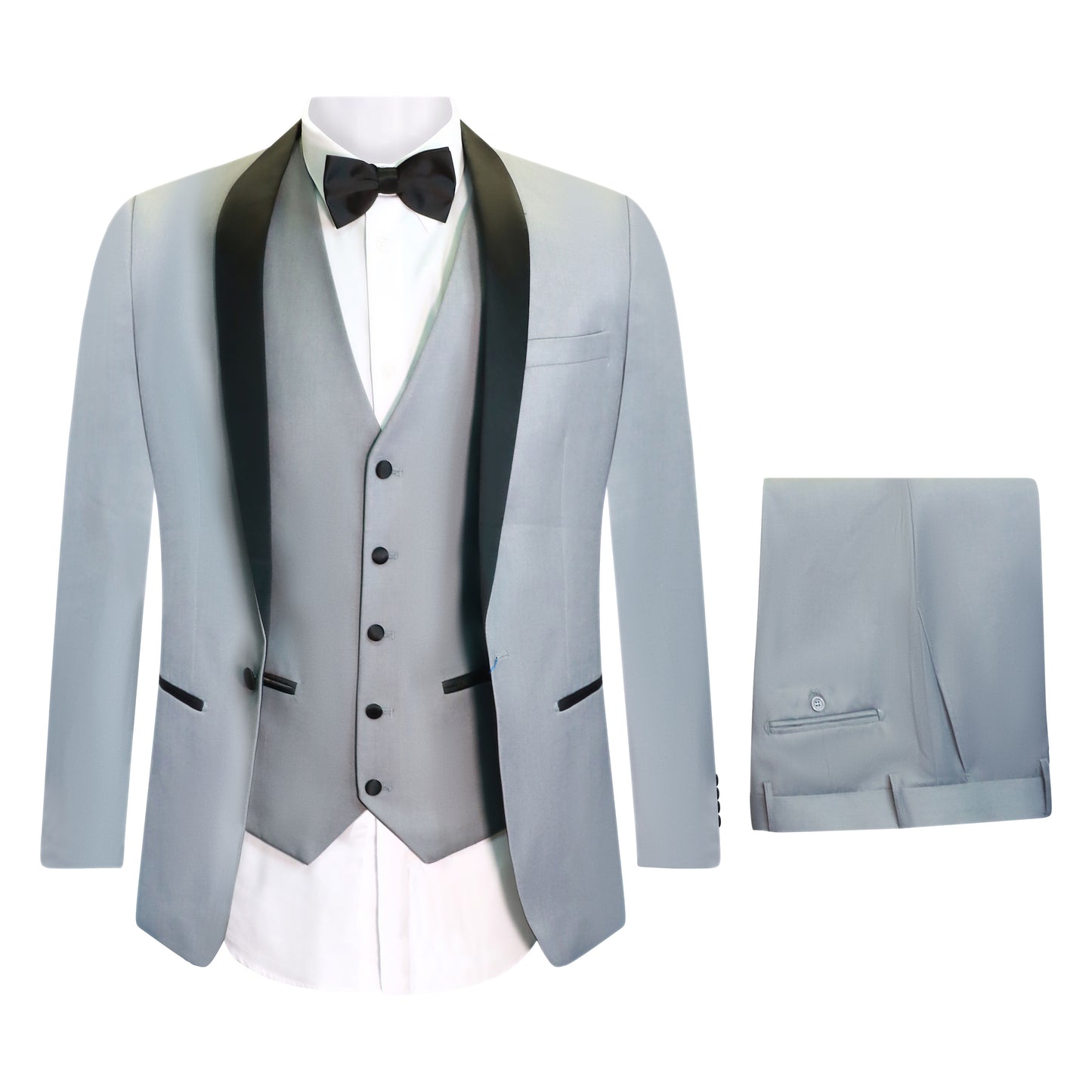 SLIM FIT LIGHT GREY 3PCS TUX SUIT