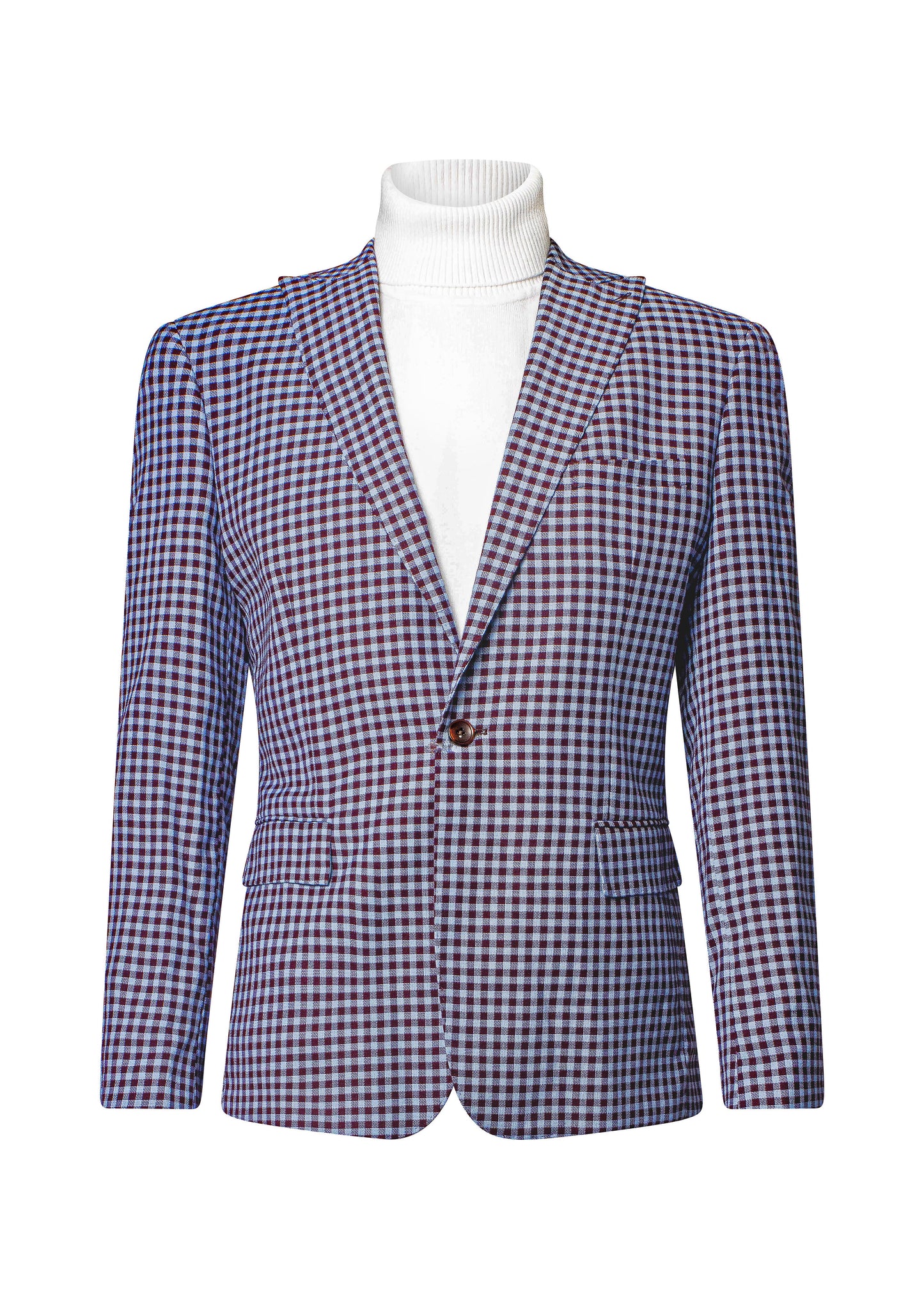 SLIM FIT BLU/BRN SPORT JACKET