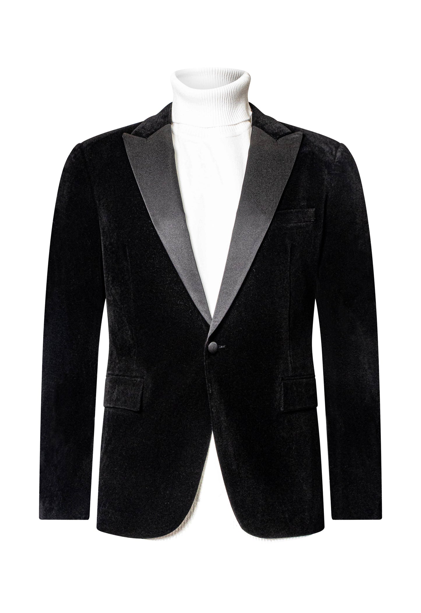 SLIM FIT BLK VELVET JACKET