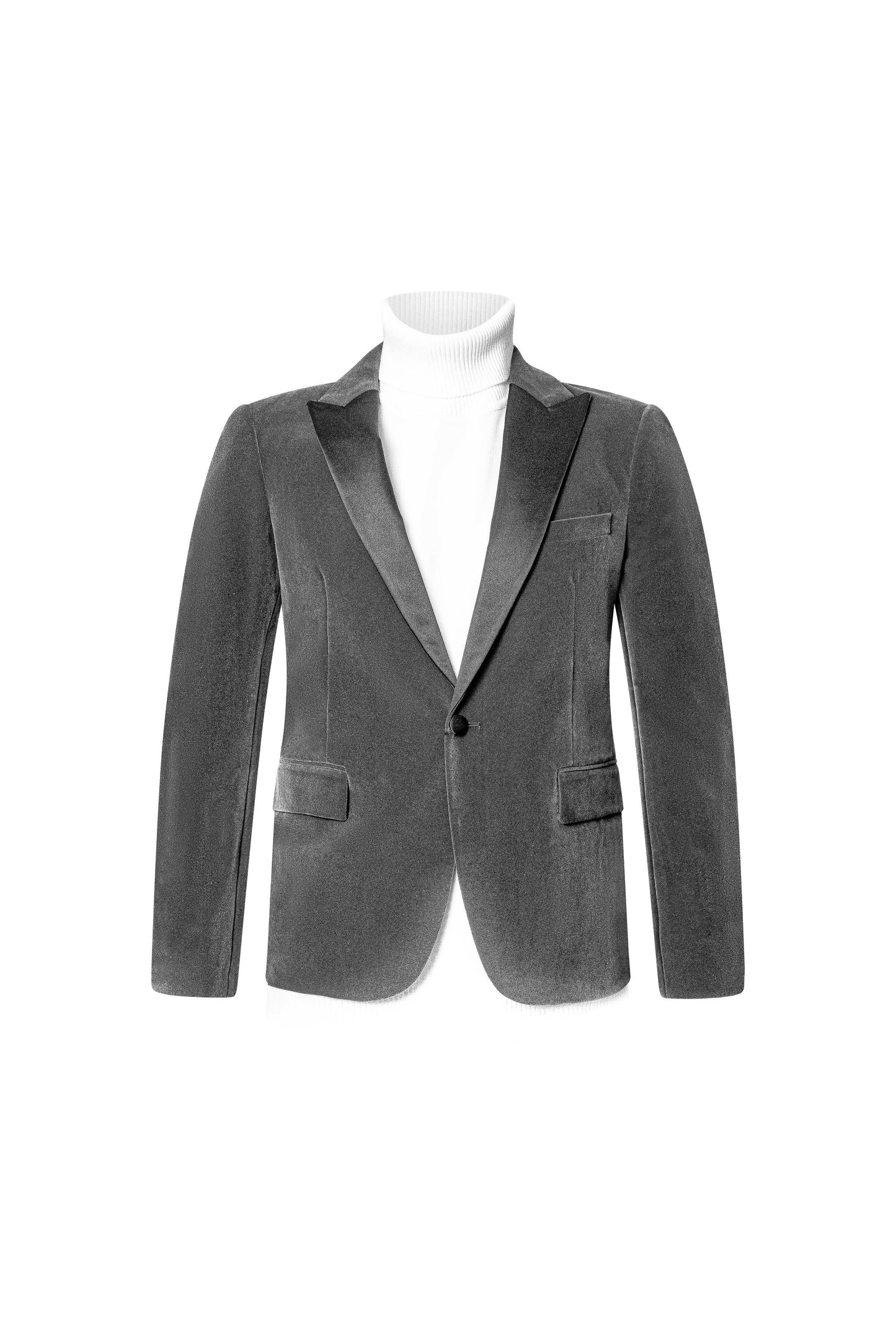 SLIM FIT GREY VELVET JACKET
