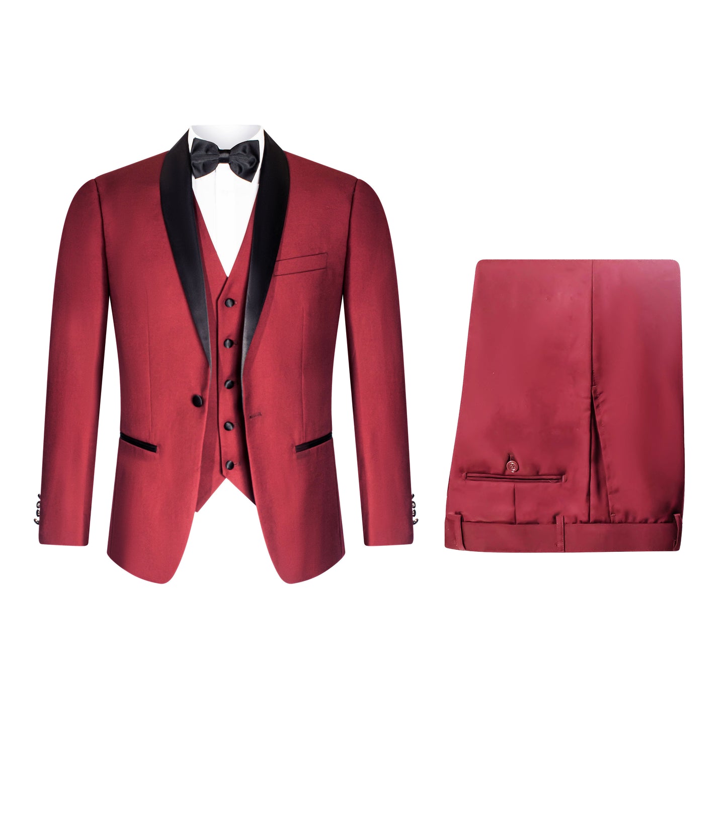 SLIM FIT BURGUNDY 3PCS TUX SUIT