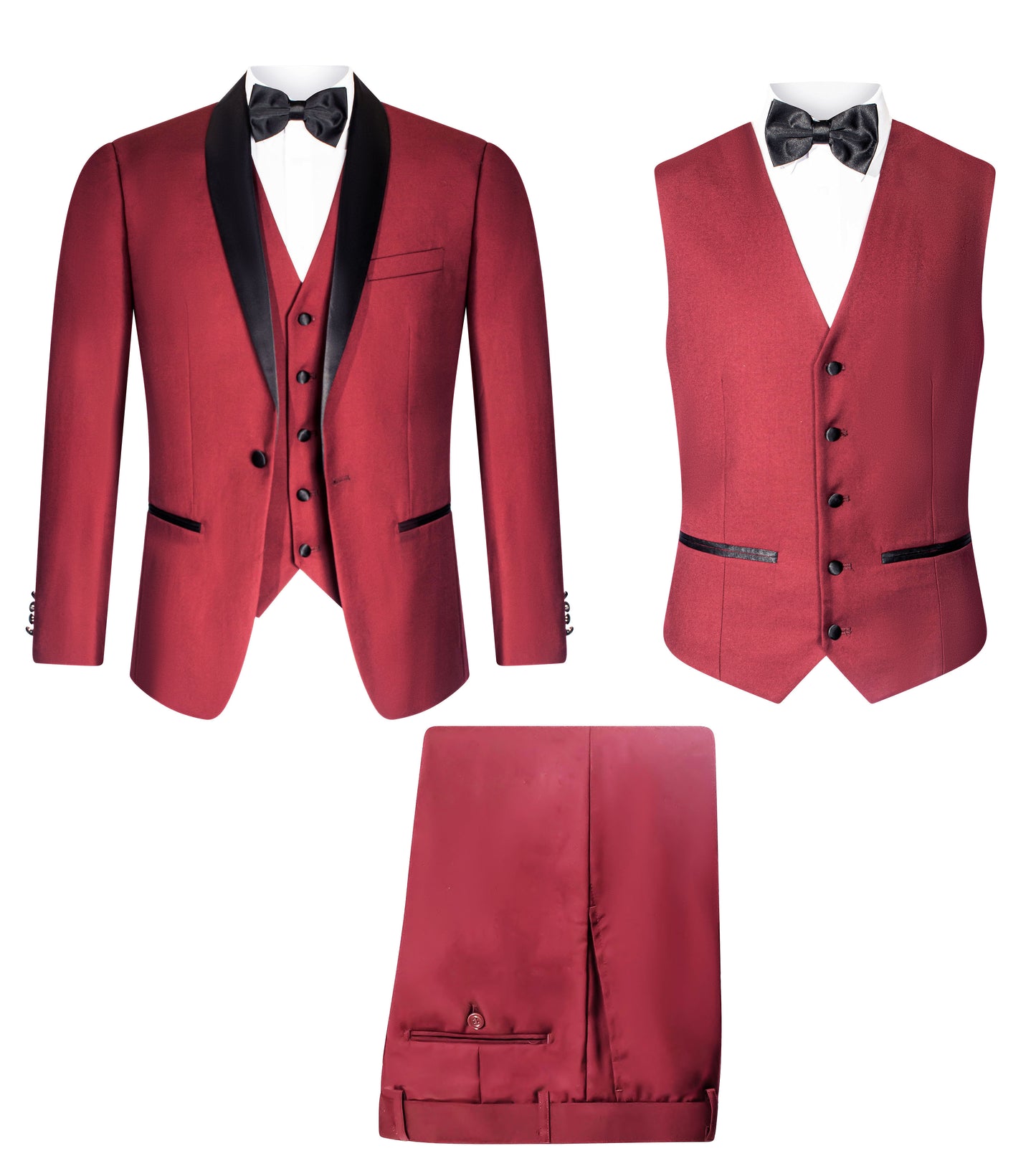 SLIM FIT BURGUNDY 3PCS TUX SUIT