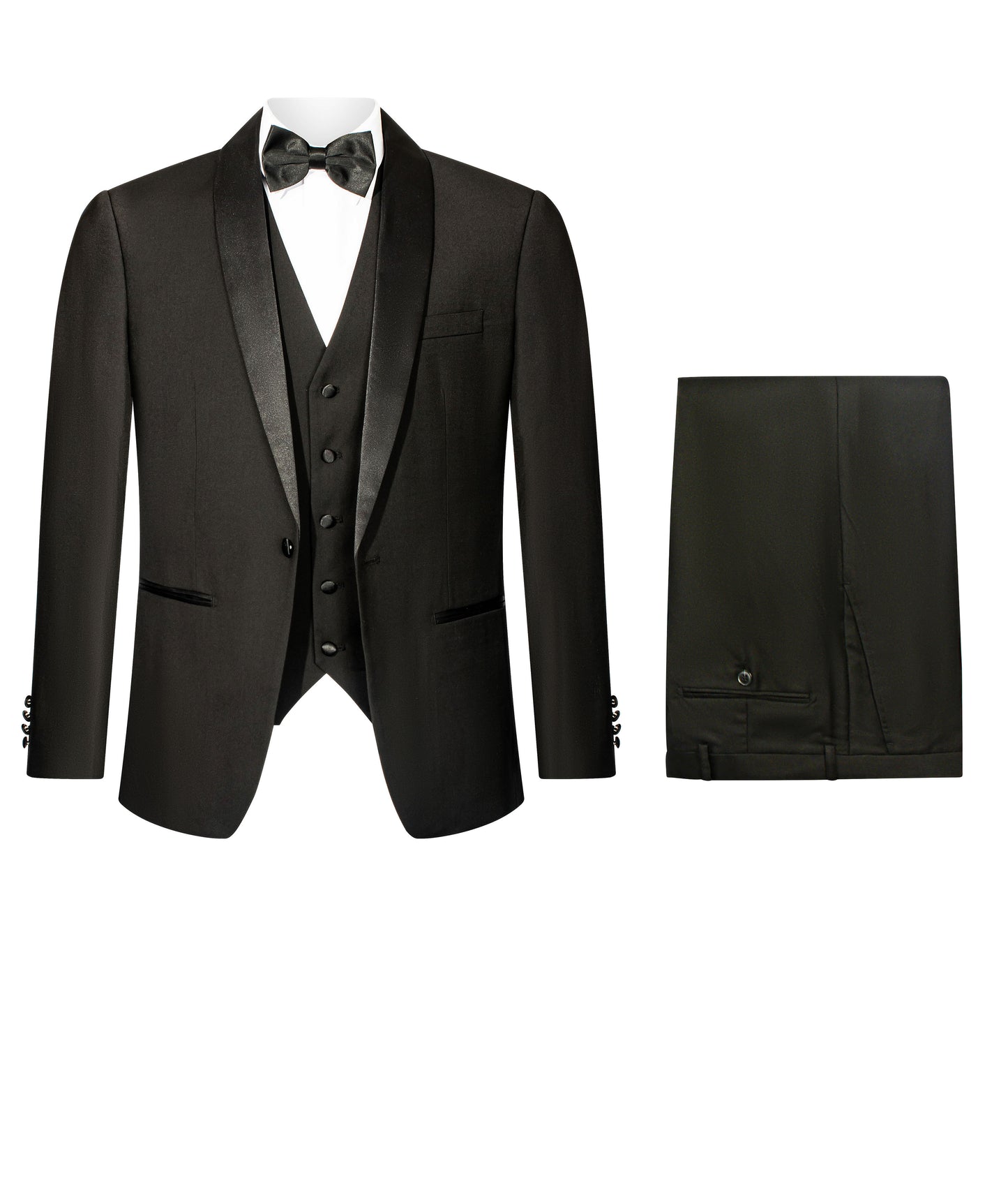 SLIM FIT BLACK 3PCS TUX SUIT