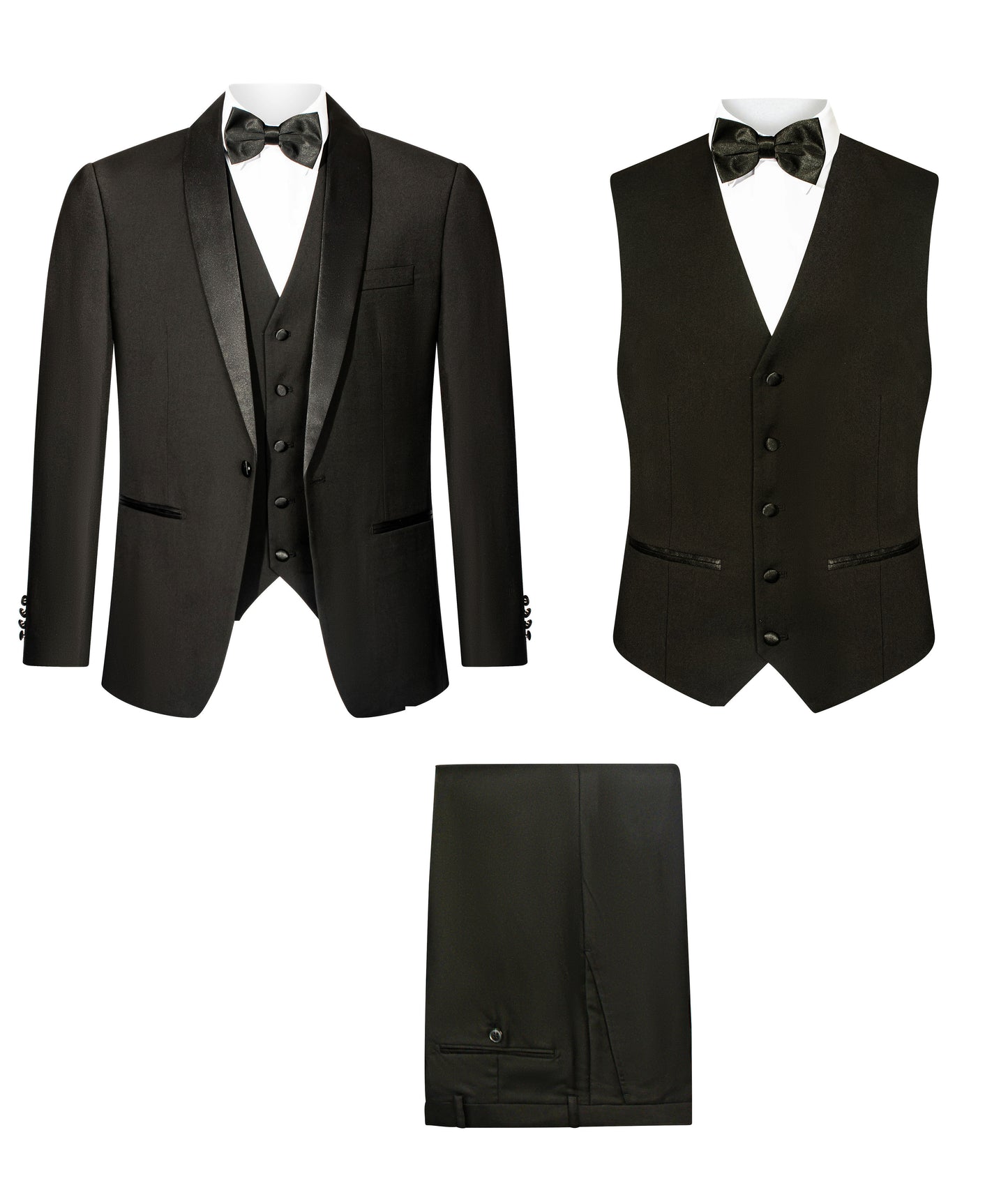 SLIM FIT BLACK 3PCS TUX SUIT