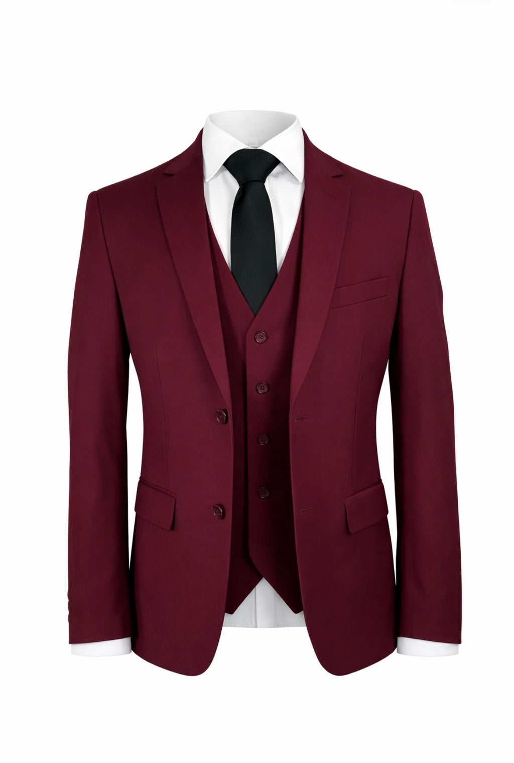 Slim Fit Burgundy 3Pc Suit