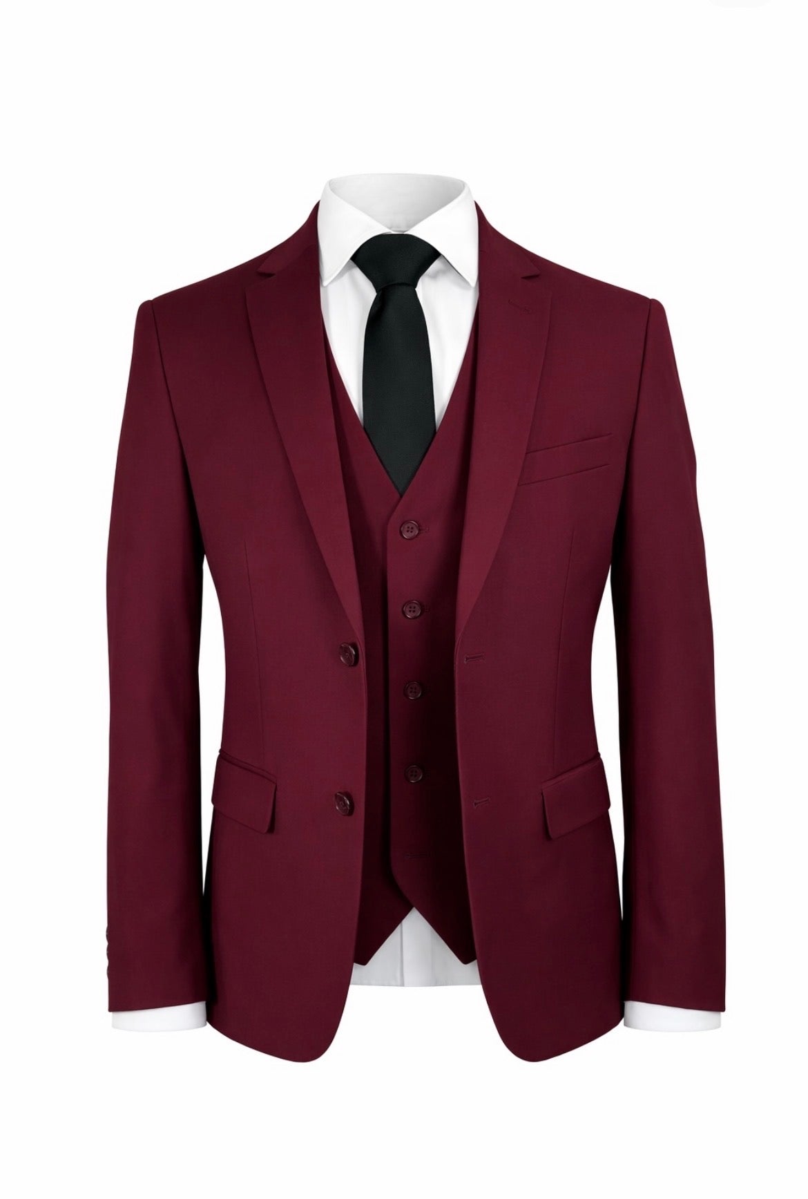 Slim Fit Burgundy 3Pc Suit