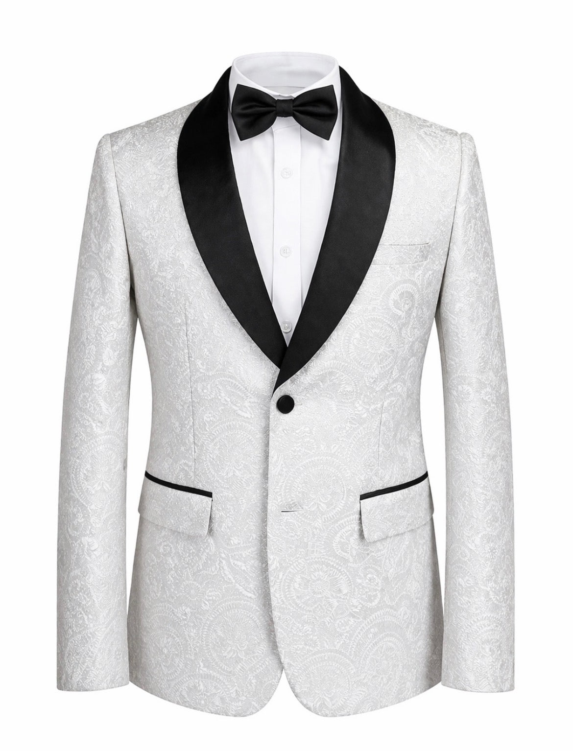 White Shiny Flower Design Jacket