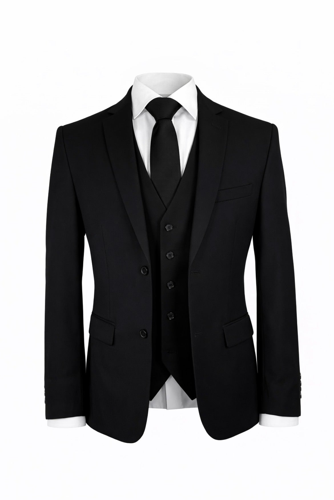 Slim Fit Black 3Pc Suit