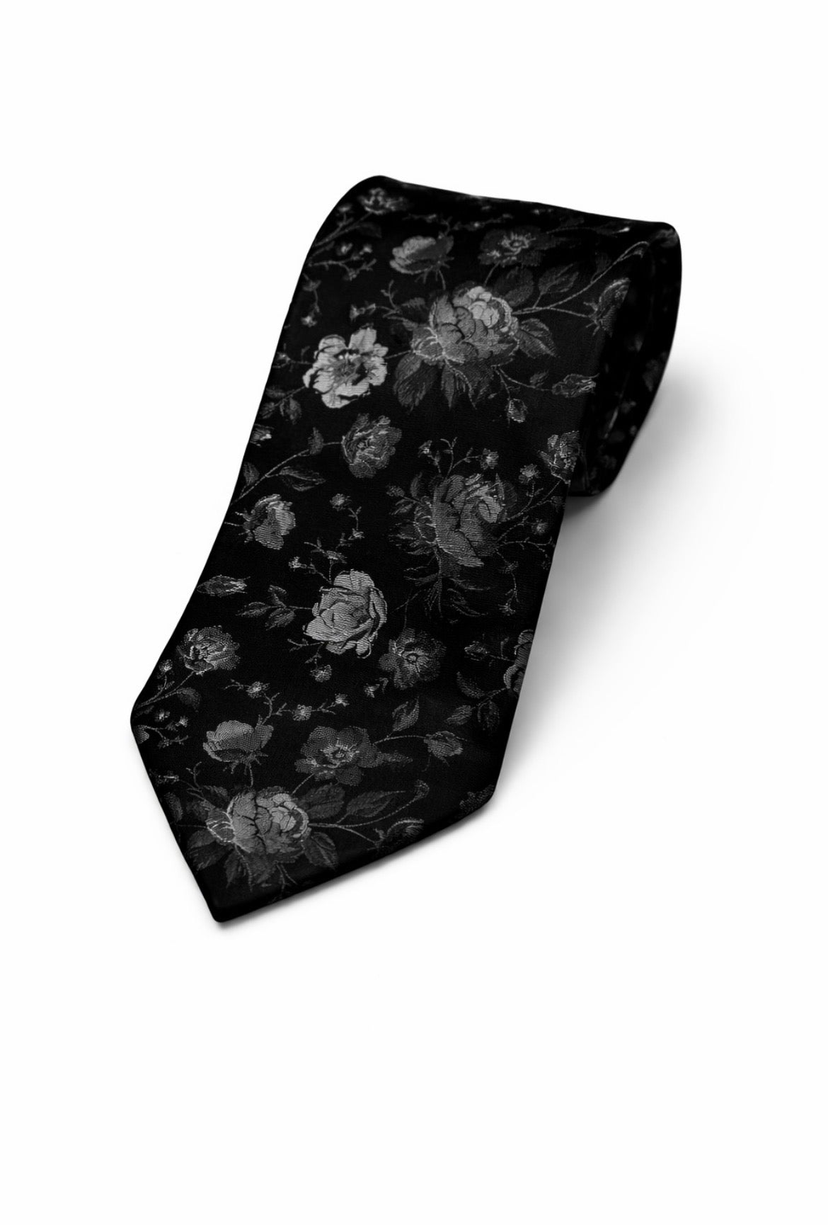 Black Floral Pattern Tie
